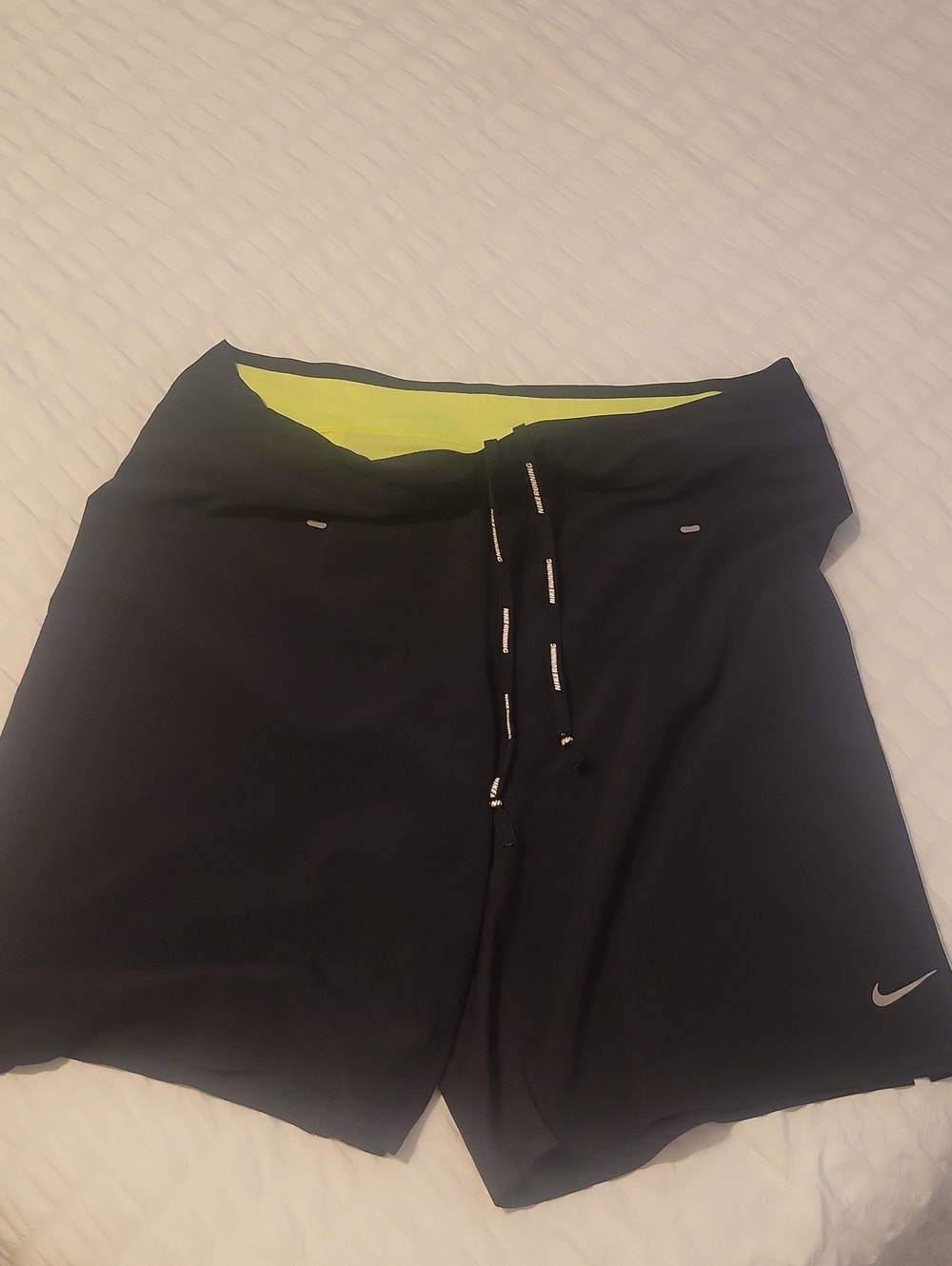 Nike Black Running Shorts with Neon Yellow Interior No Tag But New